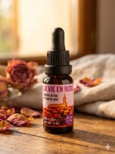 la vie en rose : huile cbd contre douleurs et stress (avec 40% de sirop de rose)