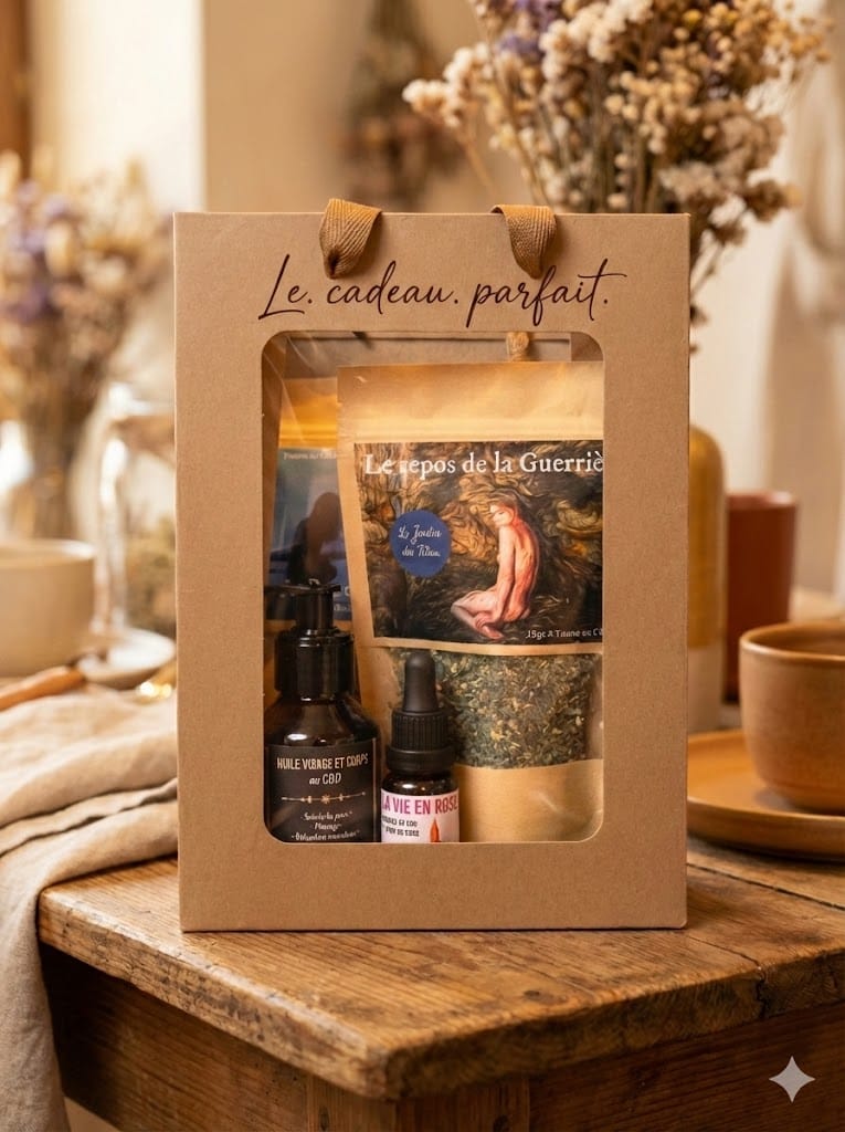🎁 Le Cadeau Parfait : 3 tisanes, une huile massage CBD, une huile anti-stress